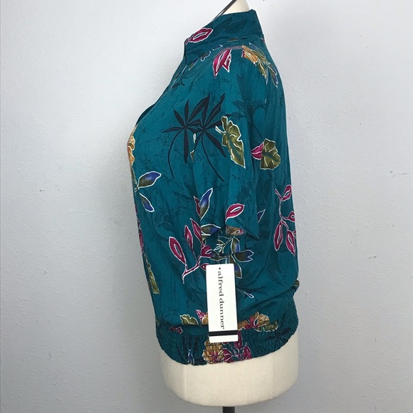 Alfred Dunner Short Sleeve’s Shirt Womens Sz 12 Color Green Floral Collared Neck - Picture 2 of 15